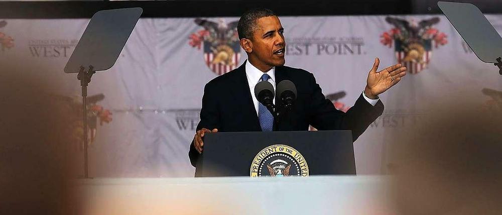 US-Präsident Barack Obama bei der traditionellen Rede vor den Absolventen der Prestigeträchtigen Militärakademie West Point. 
