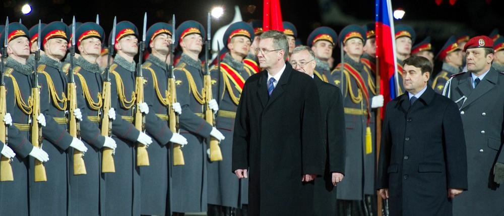 Bundespräsident Christian Wulff bei seiner Ankunft in Moskau.