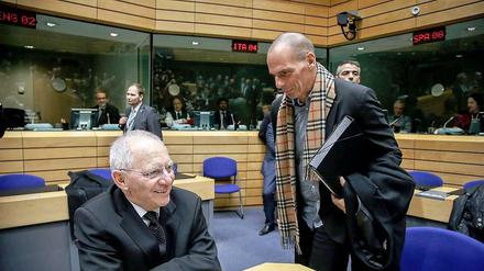 Hier können sie noch lachen: Der griechische Finanzminister Yanis Varoufakis und seiner deutscher Kollege Wolfgang Schäuble.