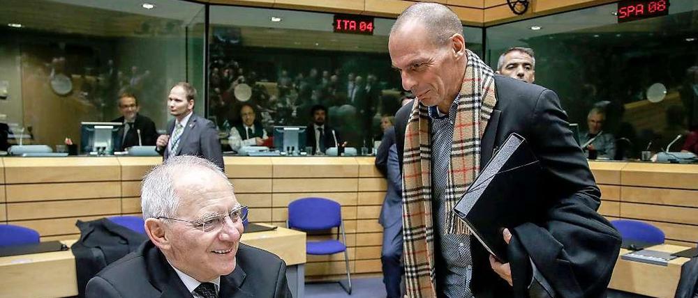 Hier können sie noch lachen: Der griechische Finanzminister Yanis Varoufakis und seiner deutscher Kollege Wolfgang Schäuble.