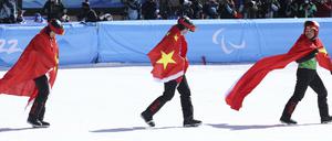 Die Medaillen im Snowboard Cross SB-UL-Event der Männer gingen alle nach China.