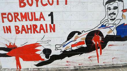 Ein Graffiti gegen die Formel-1 in Bahrain.