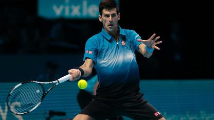 Novak Djokovic im Finale der ATP World Tour Finals gegen Roger Federer.