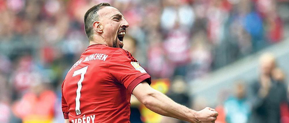 Dauerjubel. Franck Ribéry hat mit dem FC Bayern schon etliche Titel feiern können. 