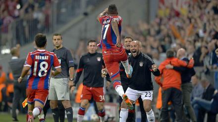Jubel bei Bayern München nach dem 1:0-Siegtreffer von Jérome Boateng gegen Manchester City
