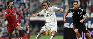 Wer wird es? In der engeren Auswahl stehen (von links): Mohamed Salah, Luka Modric und Cristiano Ronaldo. 