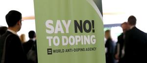 Sag' Nein zu Doping. Der Wada-Slogan bei einem Symposium. Der Leichtathletikverband IAAF wehrt sich gegen Anschuldigungen, auffällige Werte vertuscht zu haben. 