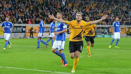 Justin Eilers und Dynamo Dresden jubeln über den Pokalcoup gegen Schalke 04.