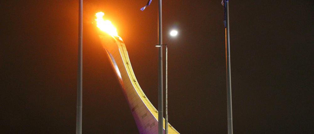 Bei der Eröffnungsfeier in der Fischt Arena in Sotschi wurde das Paralympische Feuer entzündet.