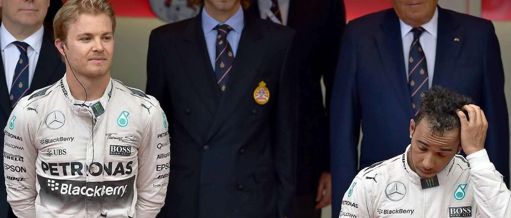 Freude bei Nico Rosberg, Frust bei Lewis Hamilton.