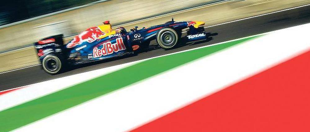 Die Farben des Siegs. In Monza gewann Vettel 2008 seinen ersten Grand Prix. Foto: dpa