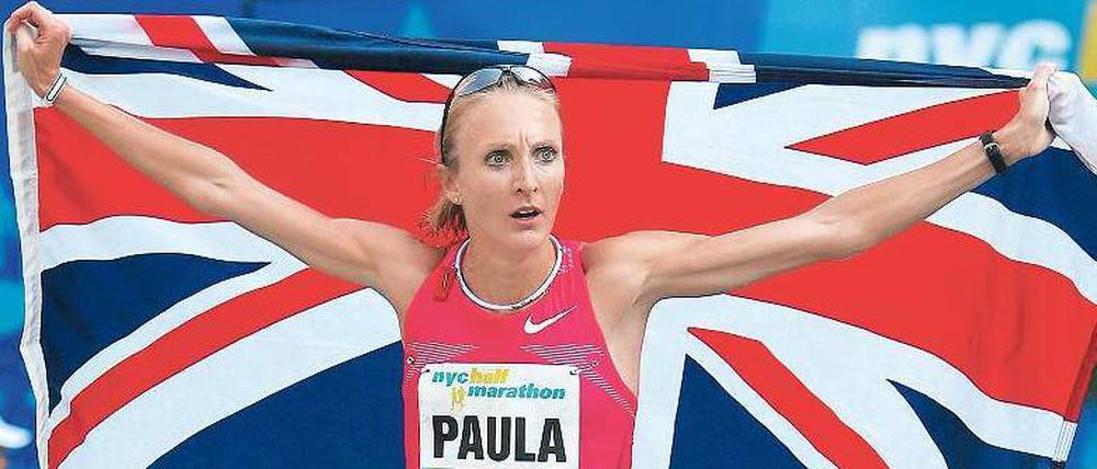 Legende und Hoffnungsträgerin. Paula Radcliffe soll den englischen Fans den großen nationalen Triumph bei den Olympischen Spielen in London bringen. Foto: AFP