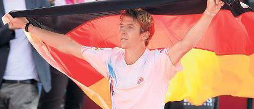 Verdienter Fahnenträger. Cedrik-Marcel Stebe wurde am Sonntag zum deutschen Matchwinner im Relegations-Duell mit Australien.