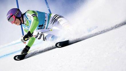 Weiß auf Weiß. Höfl-Riesch fuhr in St. Moritz zu verhalten und wurde Elfte.Foto: AFP