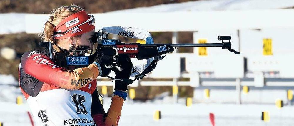 Das letzte Schießen. Franziska Preuß gewann am abschließenden Tag der Biathlon-WM in Kontiolahti im Massenstart noch eine Silbermedaille. 