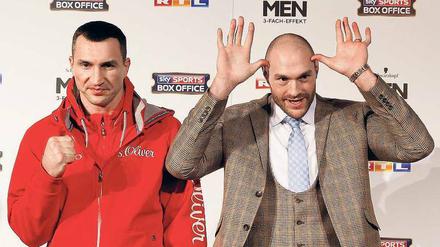 Ich mach’ den Hirsch. Tyson Fury (rechts) will am Samstag Weltmeister Wladimir Klitschko auf die Hörner nehmen. 