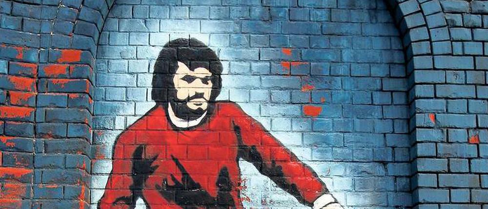 Legenden auf allen Wänden (hier im Windsor Park in Belfast). George Best wird in Nordirland verehrt.