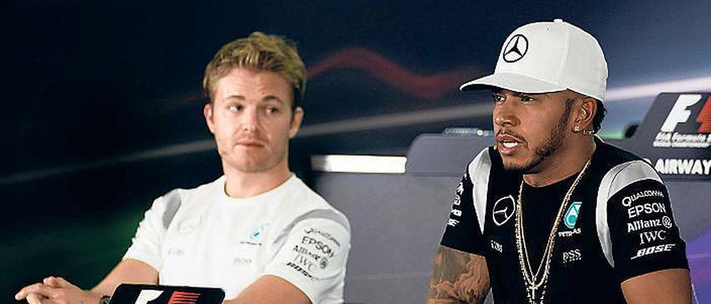 Rivalen. Rosberg (l.), Hamilton. Foto: Reuters