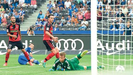 Das Hinspiel als Vorbild. Julian Schieber erzielte am ersten Spieltag in der sechsten Minute der Nachspielzeit den Siegtreffer gegen die Freiburger.