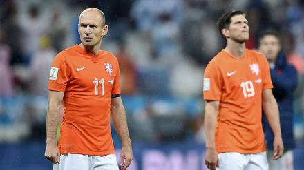Trauriges Ende aller Titelträume. Arjen Robben und Klaas-Jan Huntelaar nach dem verlorenen Elfmeterschießen.
