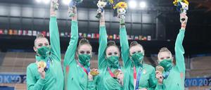 Bulgarien gewann den Gruppenwettbewerb der Rhythmischen Sportgymnastik.