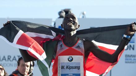 Großer Tag. Wilson Kipsang nach seinem Weltrekordlauf in Berlin im Jahr 2013. 