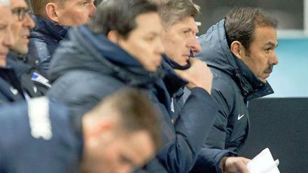 Das letzte Mal auf der Hertha-Bank? Jos Luhukay scheint kurz vor der Entlassung zu stehen.