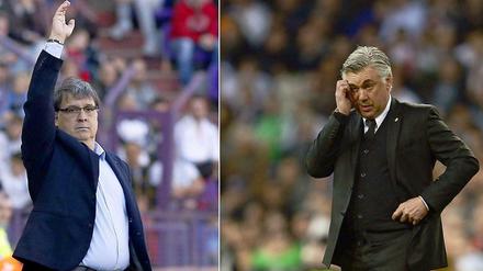 Während Barcas Gerard Martino (l.) in der Kritik steht, könnte Carlo Ancelotti bei Real Madrid einen Vereinsrekord knacken. 