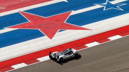 Das Siegerauto des Porsche-Teams Webber/Bernhard/Hardley beim Rennin in Austin/Texas.