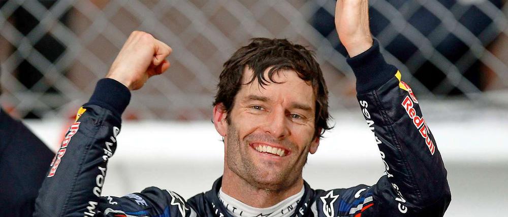 Der Australier Mark Webber freut sich über seinen Sieg in Monaco.