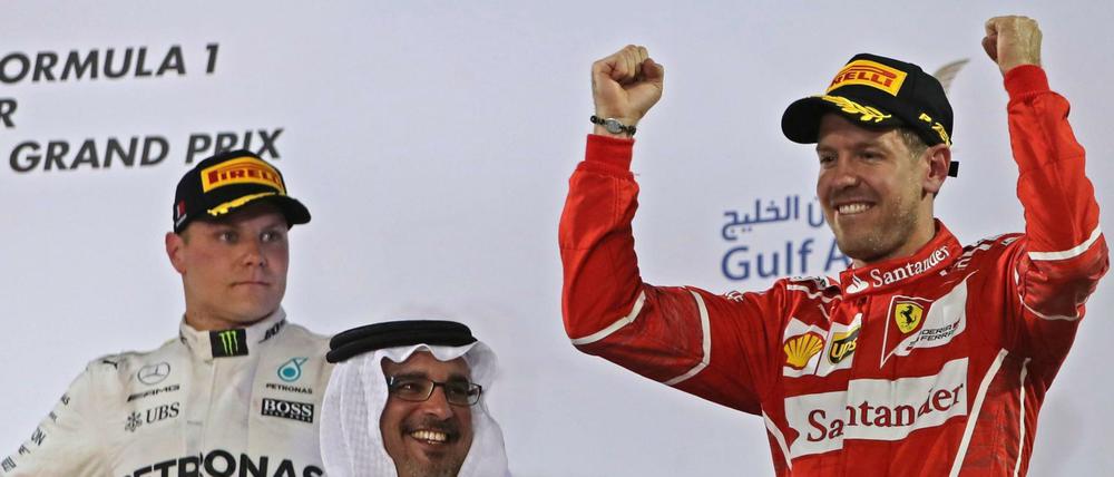 Strahlender Sieger: Sebastian Vettel nach seinem Coup in Bahrain.