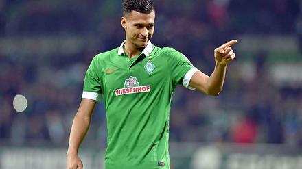 Und jetzt dort hin: Davie Selke wechselt nach der Saison von Werder Bremen zu RB Leipzig.