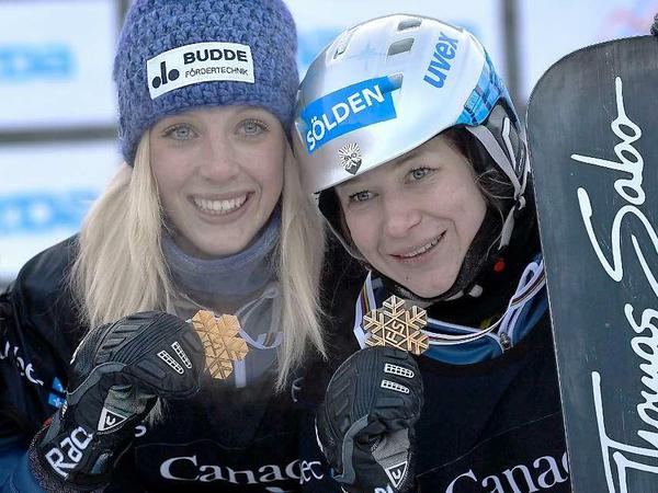 Bei der Snowboard-WM im Januar im kanadischen Stoneham holte Isabella Laböck Gold (l.) und Amelie Kober Bronze (r.).