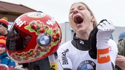 Schrei der Freude. Tina Hermann bejubelt ihren Sieg in Innsbruck.