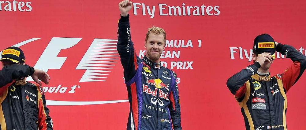 Sebastian Vettel bei der Siegerehrung in Yeongam.