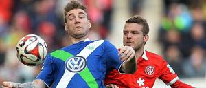 Rotation in Wolfsburg: Gegen Mainz durfte Lord Nicklas Bendtner von Beginn an ran. Für ein Tor reichte es aber nicht beim Dänen.
