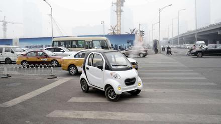 Ein Elektroauto aus chinesischer Produktion in der Hauptstadt Peking.