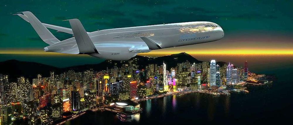Fliegen 2050 - so stellt sich der europäische Flugzeughersteller Airbus seine Maschinen vor.