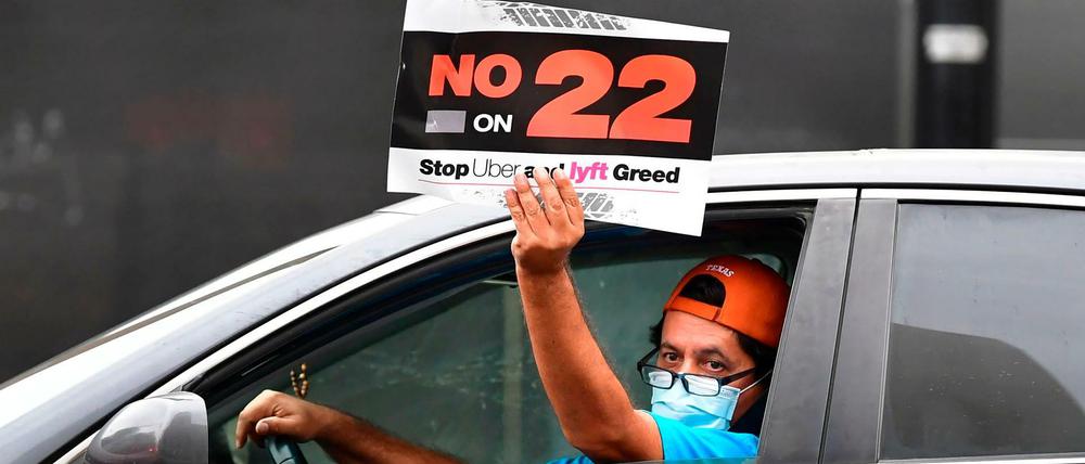Fahrer protestierten gegen "Proposition 22", weil auch sie festangestellt werden wollen.