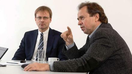 Wie eng wird es auf dem Wohnungsmarkt? Carsten Brückner (links) und Reiner Wild diskutieren.