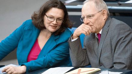 In enger Absprache. Arbeitsministerin Nahles und Finanzminister Schäuble arbeiten an einer Reform der Betriebsrenten.