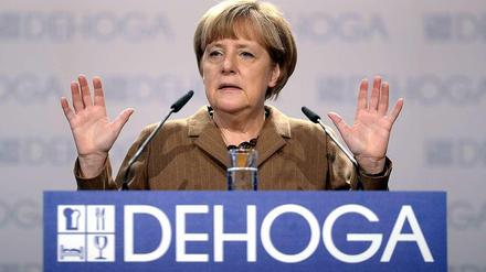 Keine Steuersenkung. Angela Merkel lehnt auf dem Branchentag der Hotels und Gaststätten eine reduzierte Mehrwertsteuer für Restaurants erneut ab.