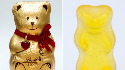 Lindt-Teddy und "Goldbär" von Haribo.