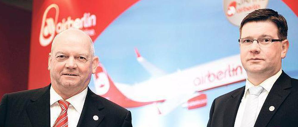Ulf Hüttmeyer (rechts), hier mit Air-Berlin-Chef Joachim Hunold, ist seit 2006 Finanzvorstand der zweitgrößten deutschen Fluggesellschaft. 