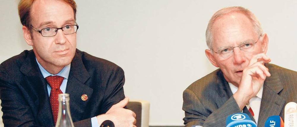 Die deutsche Position: Bundesbank-Präsident Jens Weidmann (li.) und Bundesfinanzminister Wolfgang Schäuble. Foto: Reuters