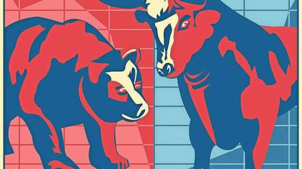 Wer Aktien kauft, hofft auf steigende Kurse mit dem Bullen. Der Bär symbolisiert dagegen fallende Aktienkurse.