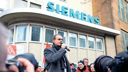 Berlins Regierender Bürgermeister Michael Müller sprach zur Siemens-Belegschaft.