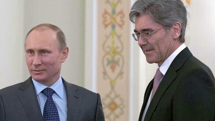 Siemens macht gute Geschäfte mit Russland. Das soll so bleiben betonen Präsident Putin (l.) und Siemens-Chef Kaeser.