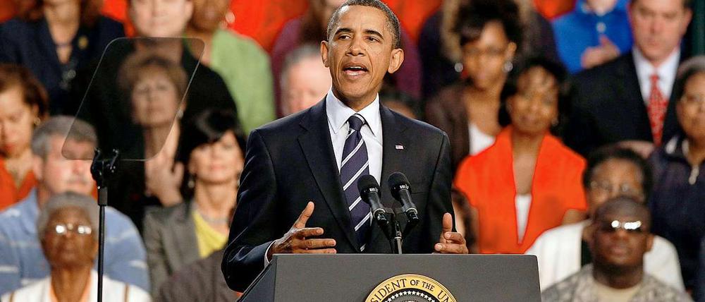 US-Präsident Obama bei seiner Wirtschaftsrede in Cleveland (Ohio).