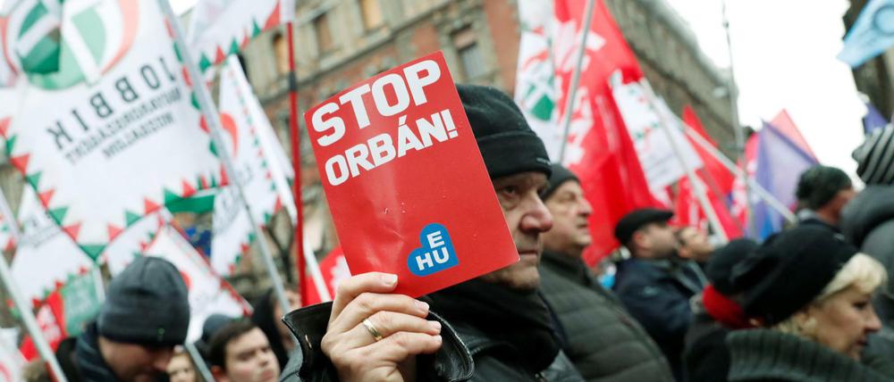 Protest. Auch nach dem Jahreswechsel gehen Demonstranten in Budapest gegen die Pläne der Regierung auf die Straße.